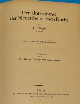 Der Untergrund der niederrheinischen Bucht G Fliegel 1922 Buch 